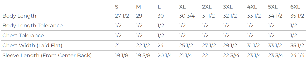 Size chart