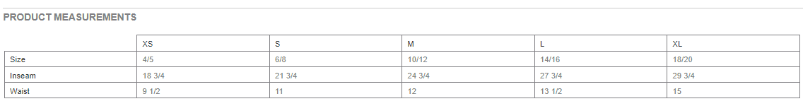 Size chart