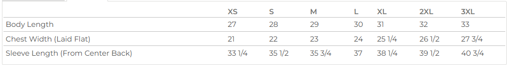 Size chart