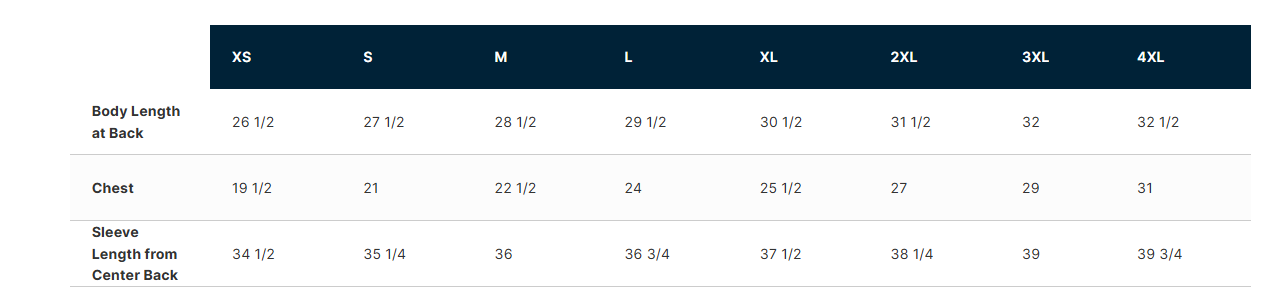 Size chart