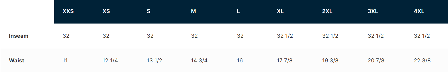 Size chart