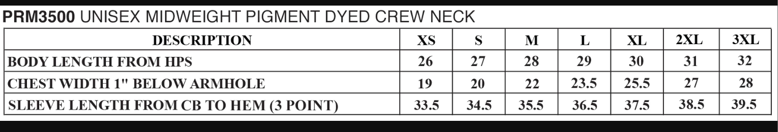 Size chart