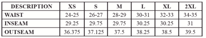 Size chart