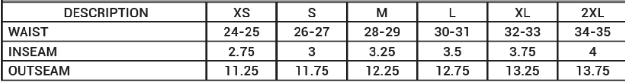 Size chart